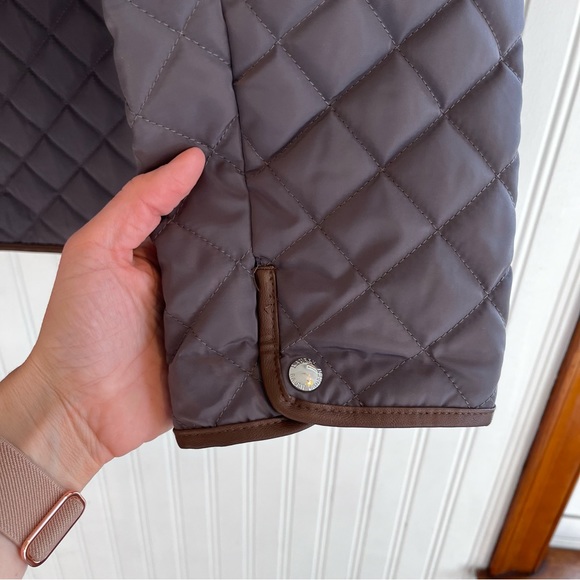 LAUREN by Ralph Lauren Quilted Jacket Women’s XL Gray with Leather Trim Coat - Picture 10 of 16